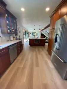 Finished look from kitchen into living space.