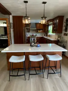 Full kitchen view from back side of island.